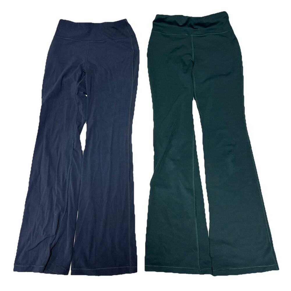 Athleta Girl High Rise Chit Chat Flare Pant Leggings LG 12 Lot of 2 Navy Green